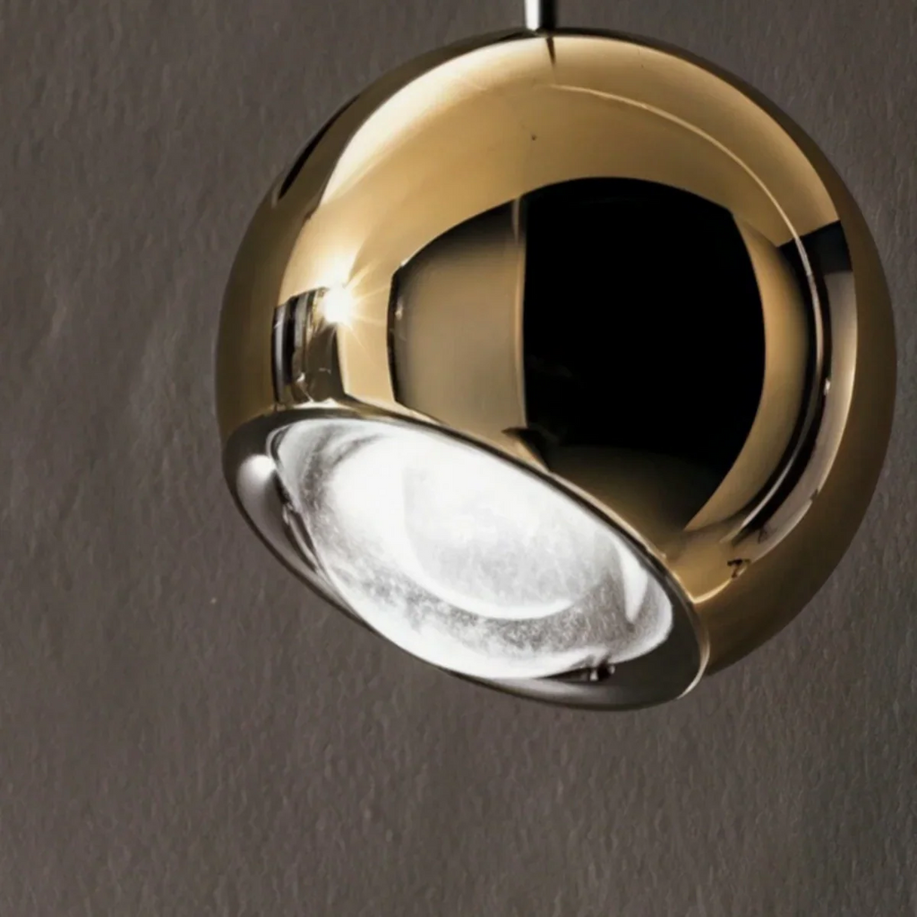 Lámpara colgante moderna tipo bola dorada/plata metal/acrílico para dormitorio/comedor - Flindria