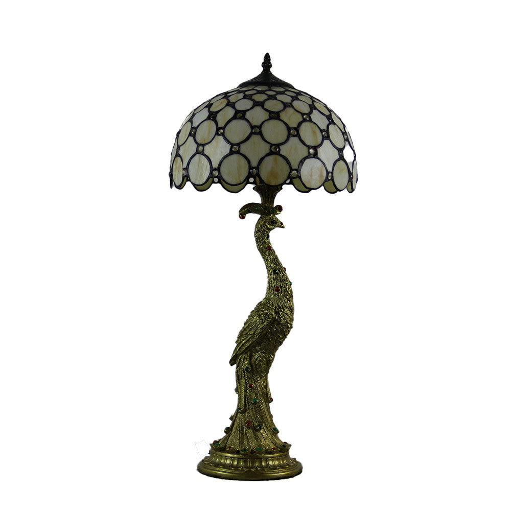 Stolní lampa Aurena Tiffany Style — zářivě vícebarevné skleněné stínidlo ve tvaru kopule