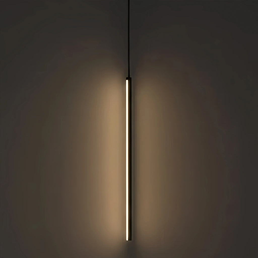 Minimalist Linear Pendant Light Black Metal Lamp for Bedroom - Flindria
