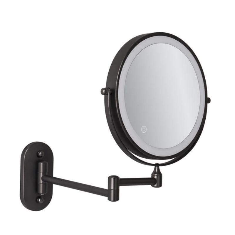 Specchio ingranditore LED nero ricaricabile — illuminazione brillante, chiarezza precisa