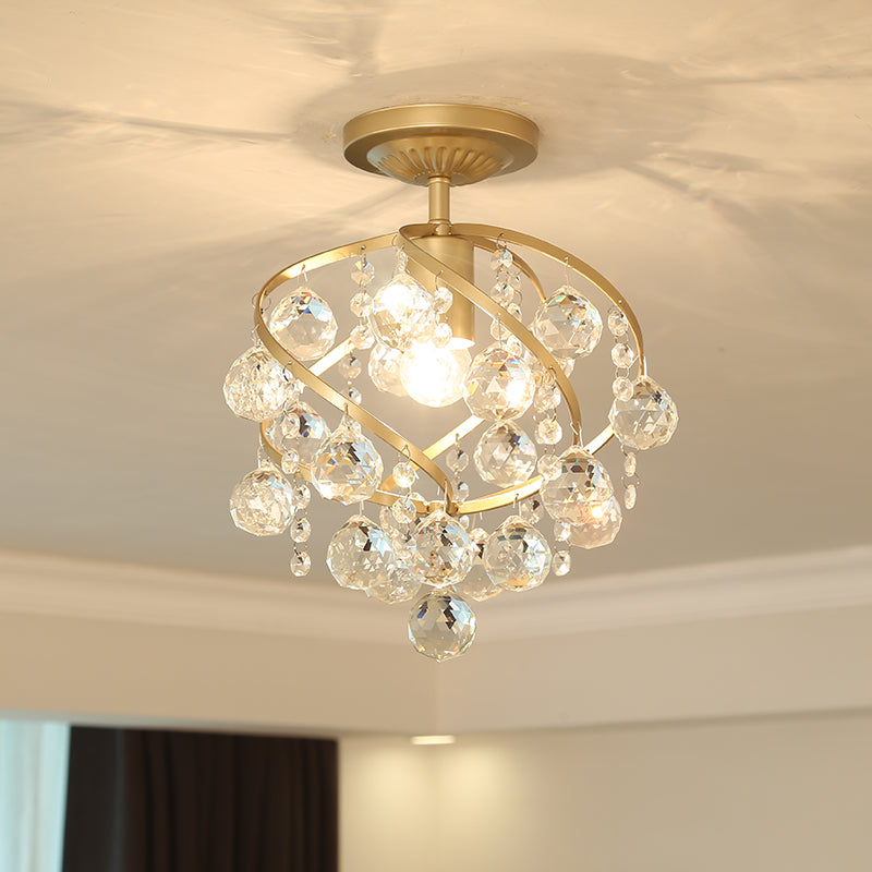 LuxeSpire postmoderne Deckenlampe mit Kristallkugel – Messing-Finish