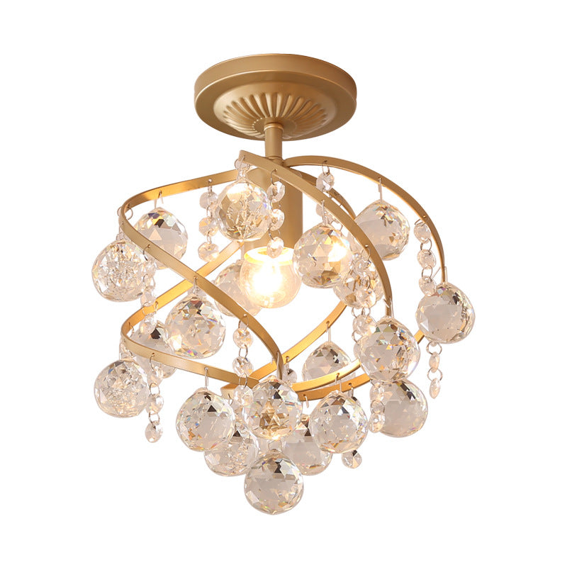 LuxeSpire postmoderne Deckenlampe mit Kristallkugel – Messing-Finish