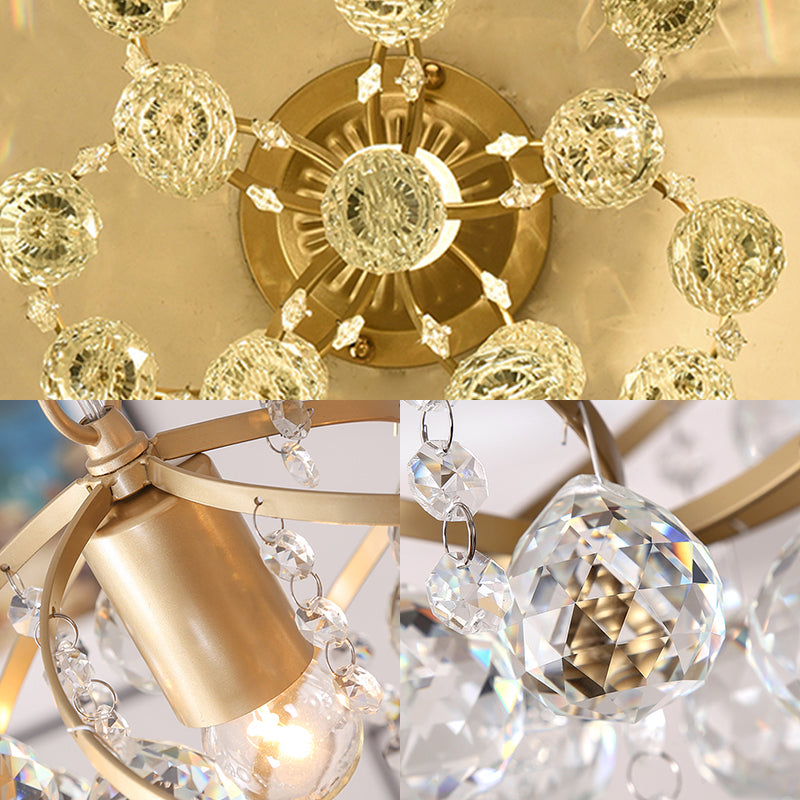 LuxeSpire postmoderne Deckenlampe mit Kristallkugel – Messing-Finish