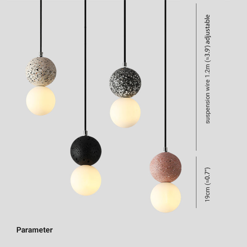 Suspensions LED en forme de globe Valentina — verre noir et blanc