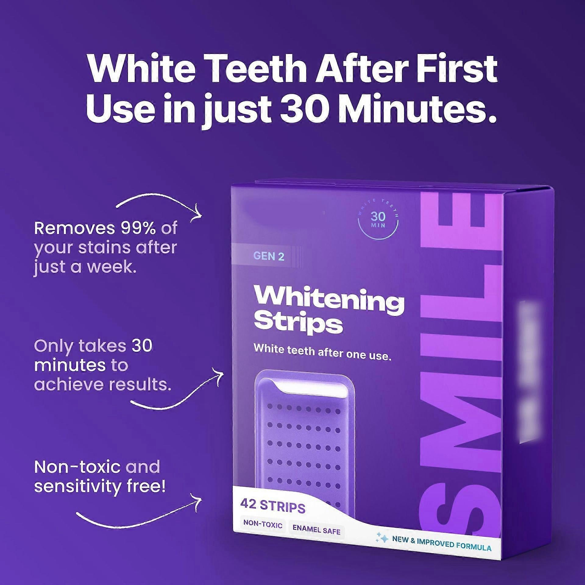 LumiSmile V34 Purple Teeth Whitening Strips — PAP+ Color Correction