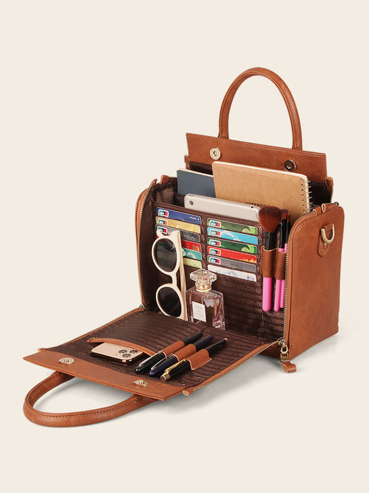 Sac à bandoulière en cuir à compartiments multiples