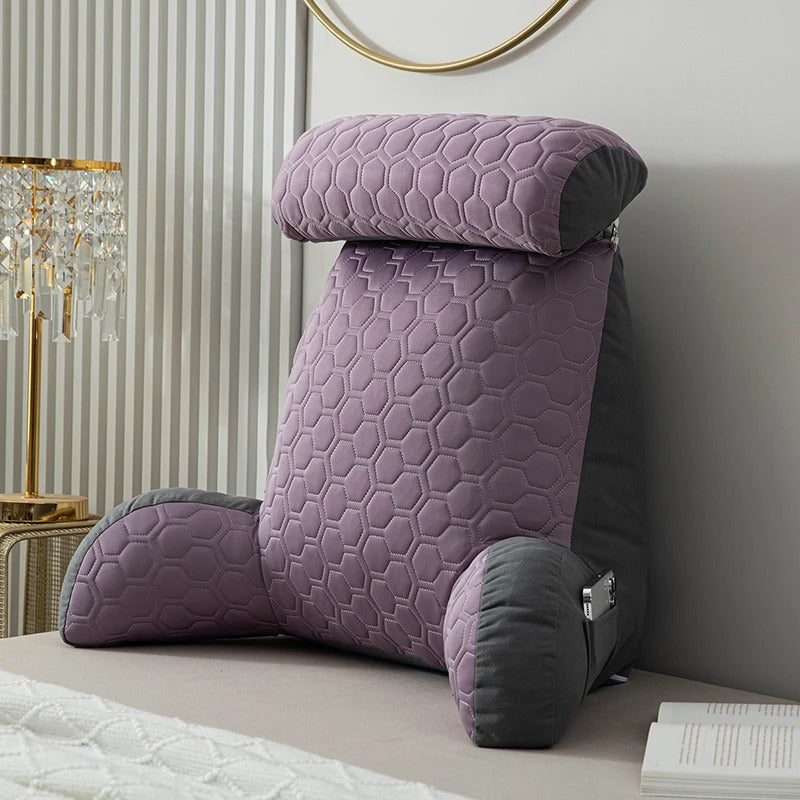 Ergonomisk läskudde med ryggstöd, armstöd och nackstöd