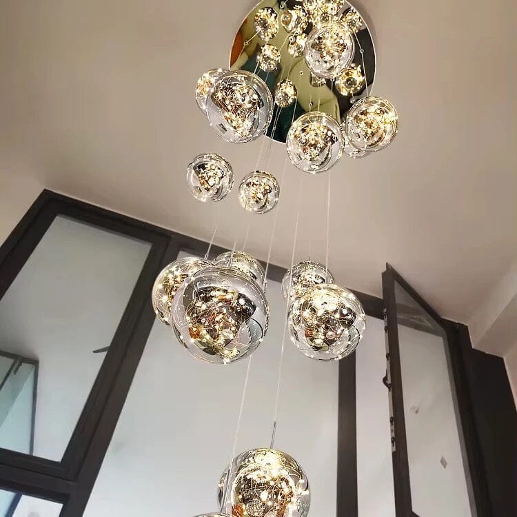 Bella Glass Ball Staircase Chandelier — Elegant Pendant Light