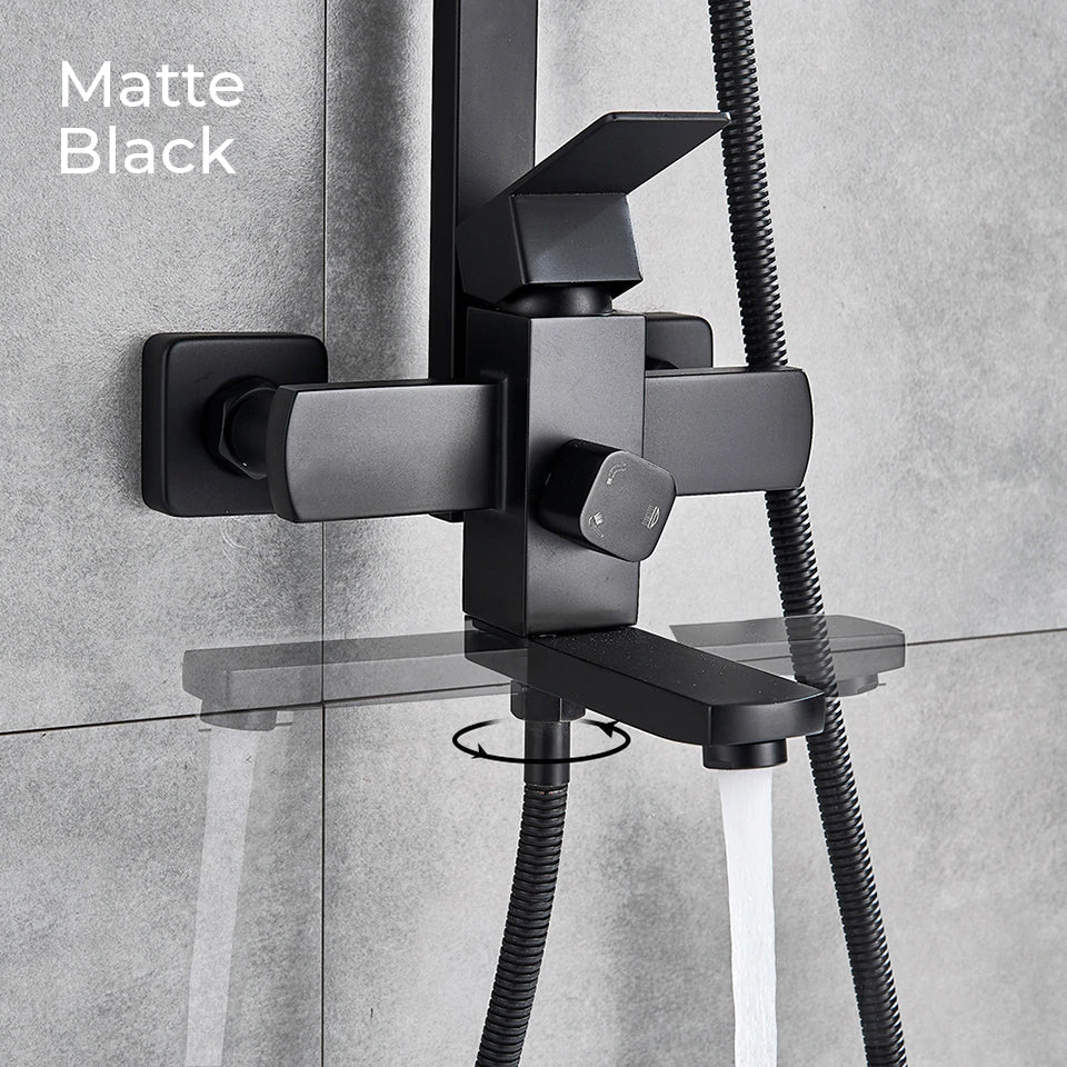 Nyra Wall-Mounted Shower System — Dual Mixer and Handheld Rain Spray