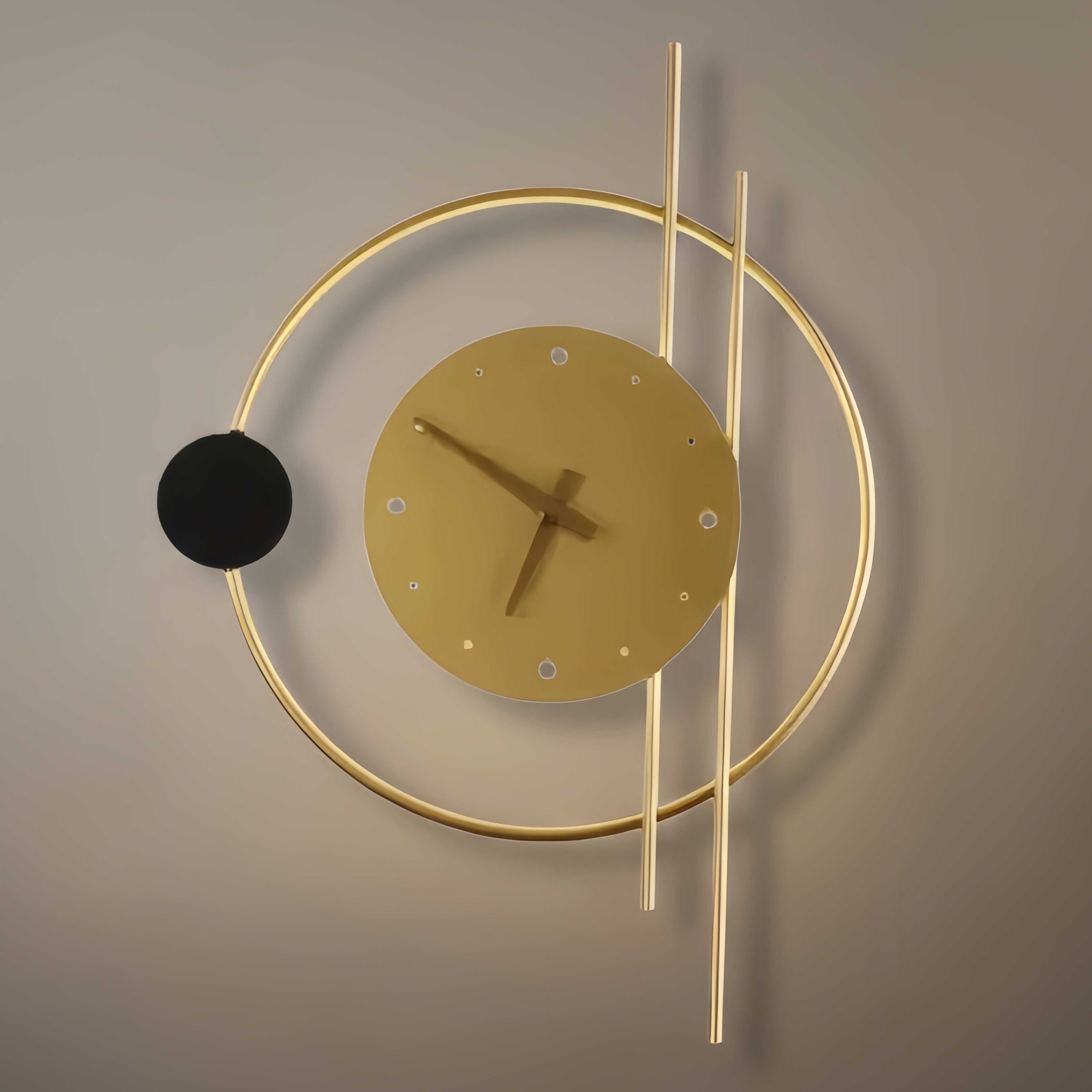 Lámpara de pared Art Deco – Diseño inspirado en reloj negro/dorado para sala - Flindria