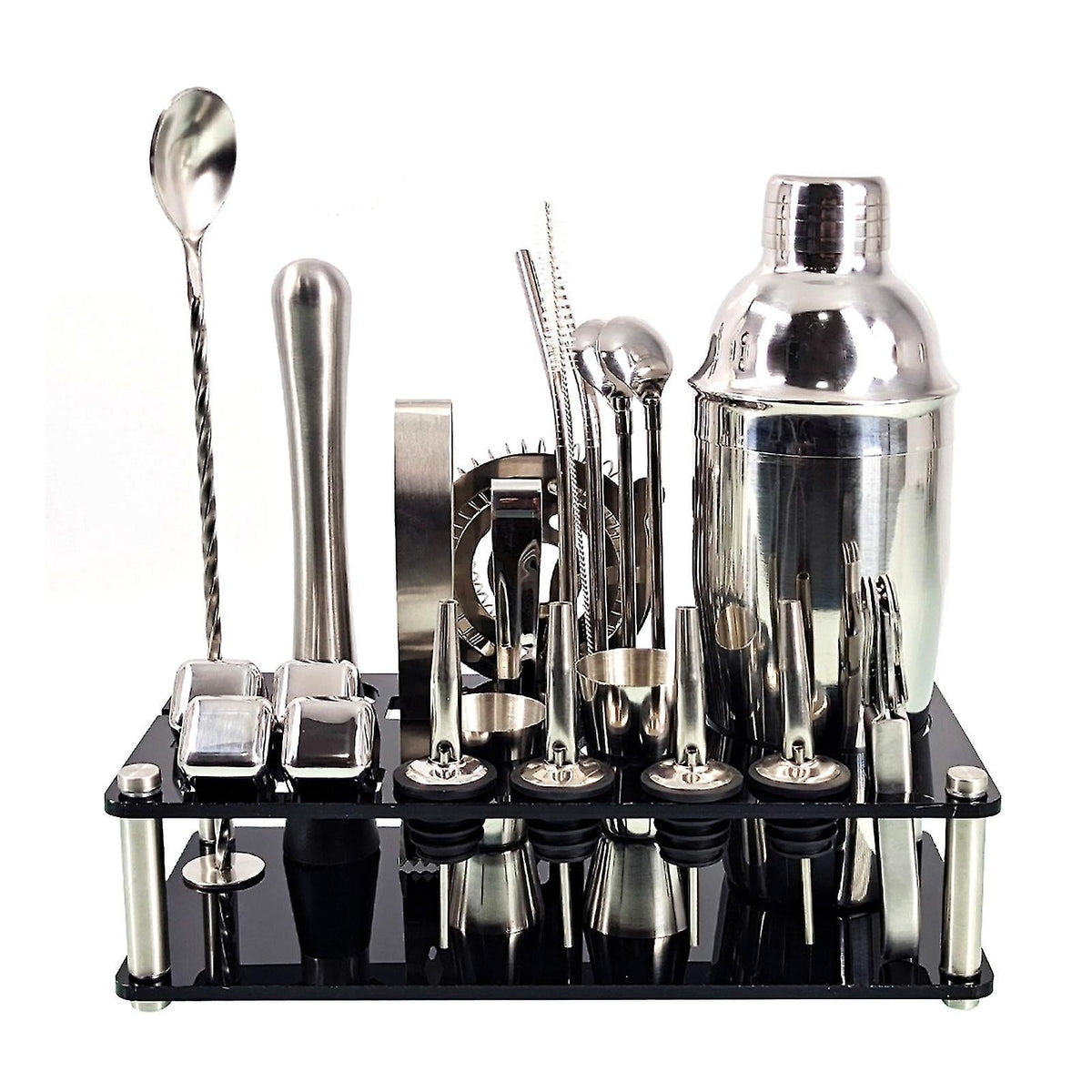 Ensemble de shaker à cocktails Martini en acier inoxydable 23PCS/SET avec support