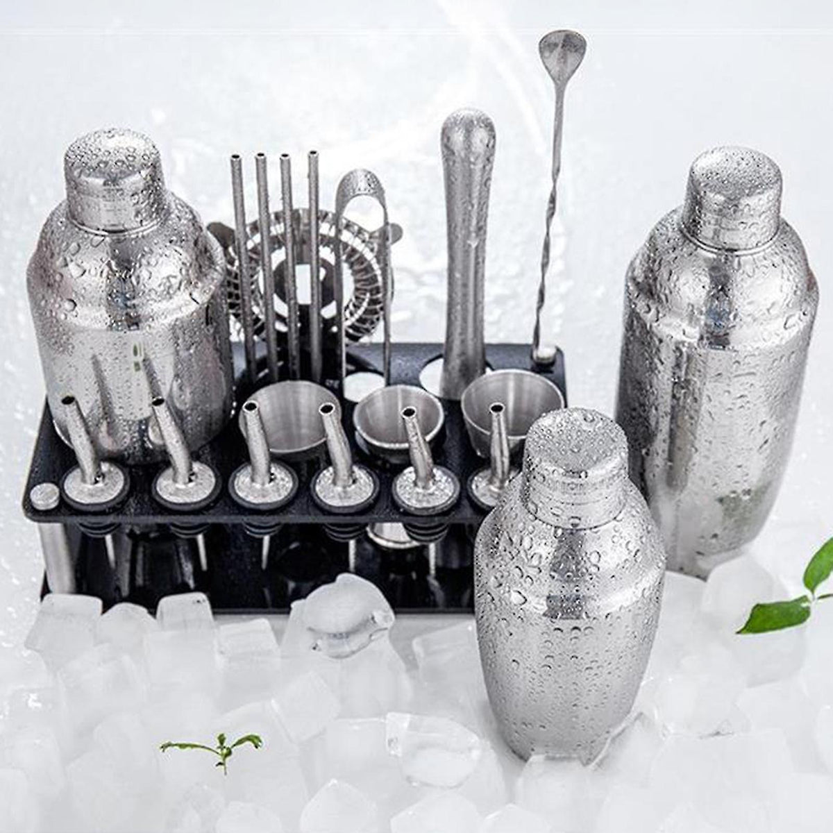 Ensemble de shaker à cocktails Martini en acier inoxydable 23PCS/SET avec support