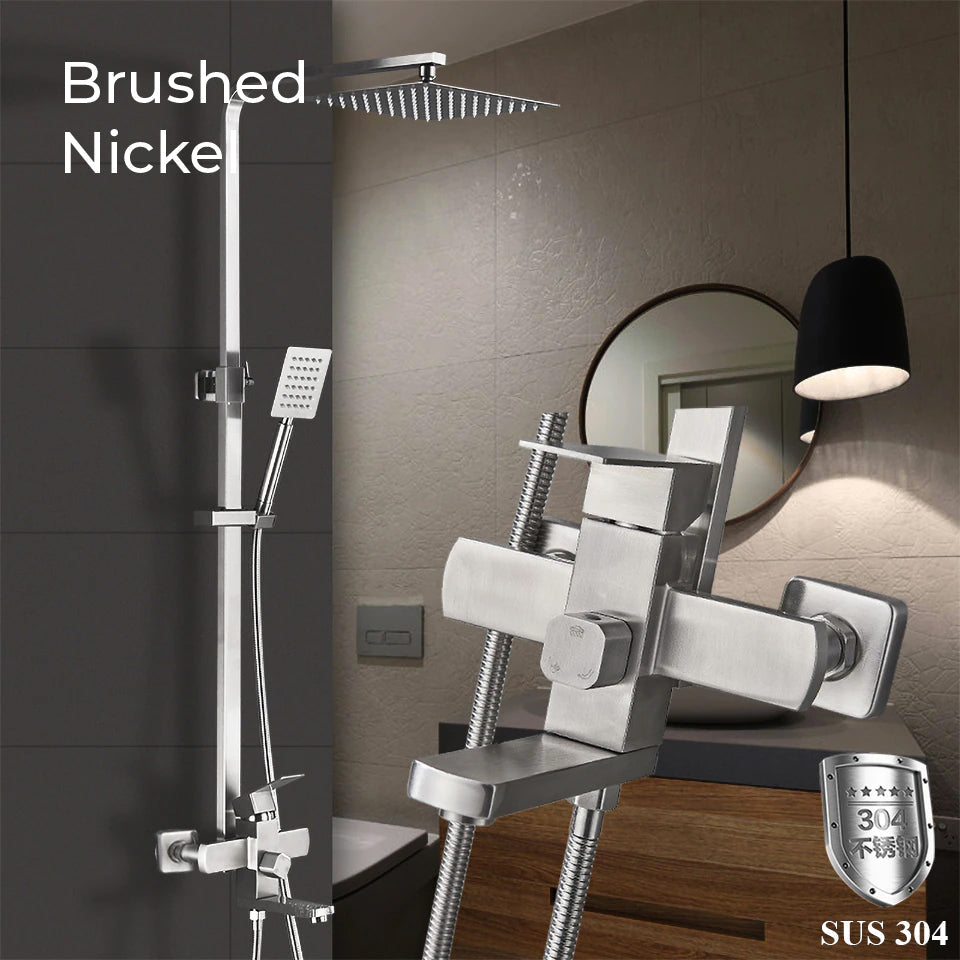 Nyra Wall-Mounted Shower System — Dual Mixer and Handheld Rain Spray