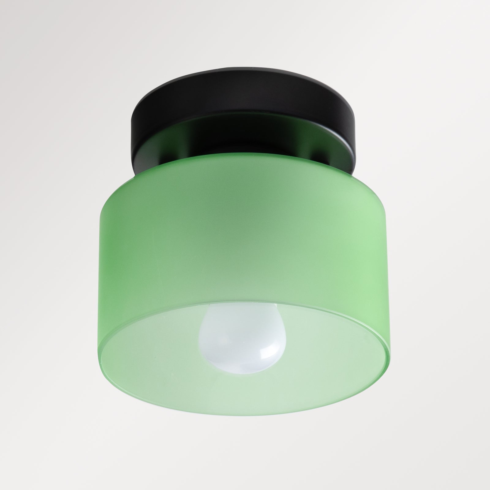 Retro Amber Glass Ceiling Light — E27/E26 Socket, Direct Mount, Cylindrical Shade