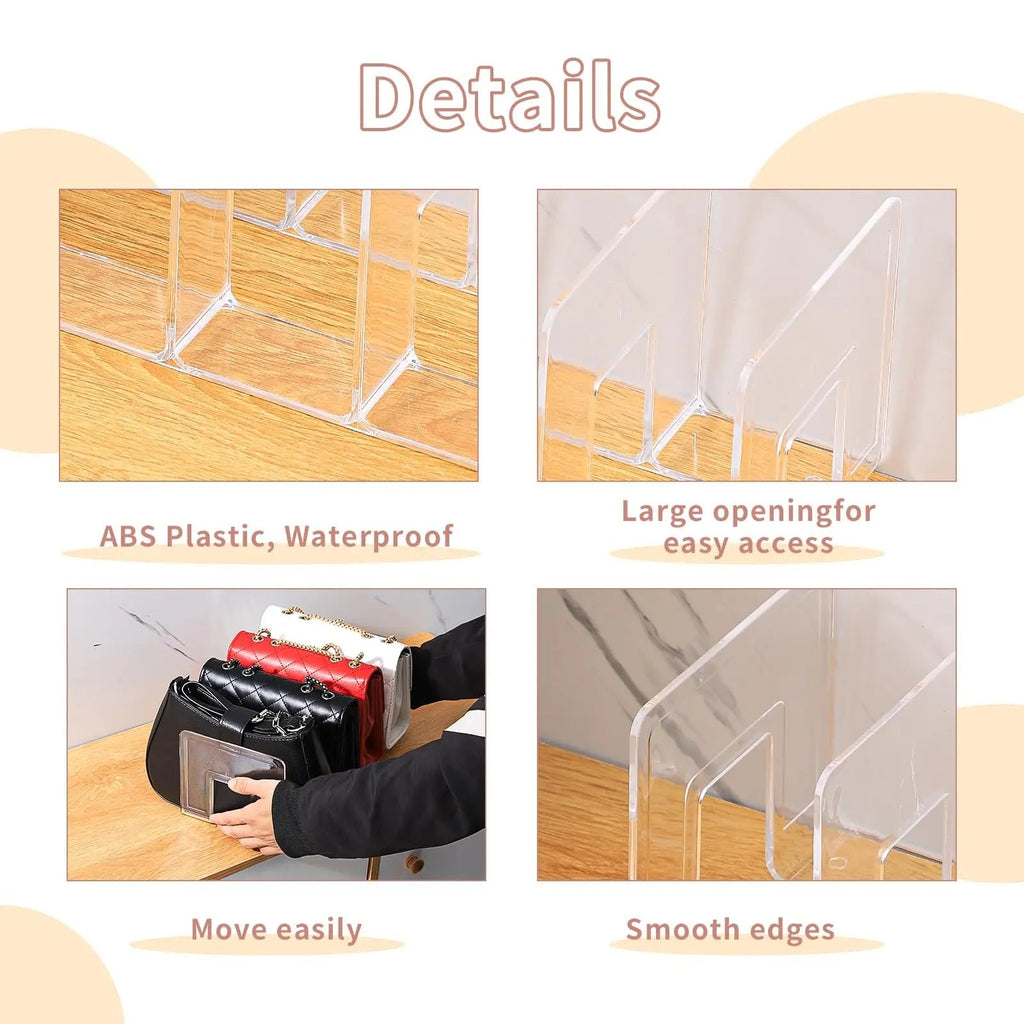 Organizer-Regale aus transparentem Acrylkunststoff für Handtaschen — Platzsparend