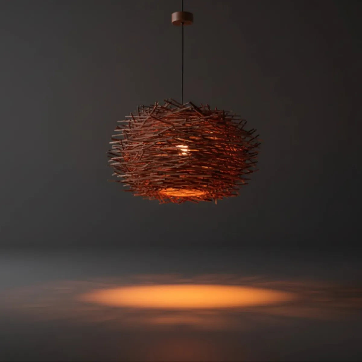 Farmhouse Globular Wood Pendant Light – Brown for Living Room - Flindria