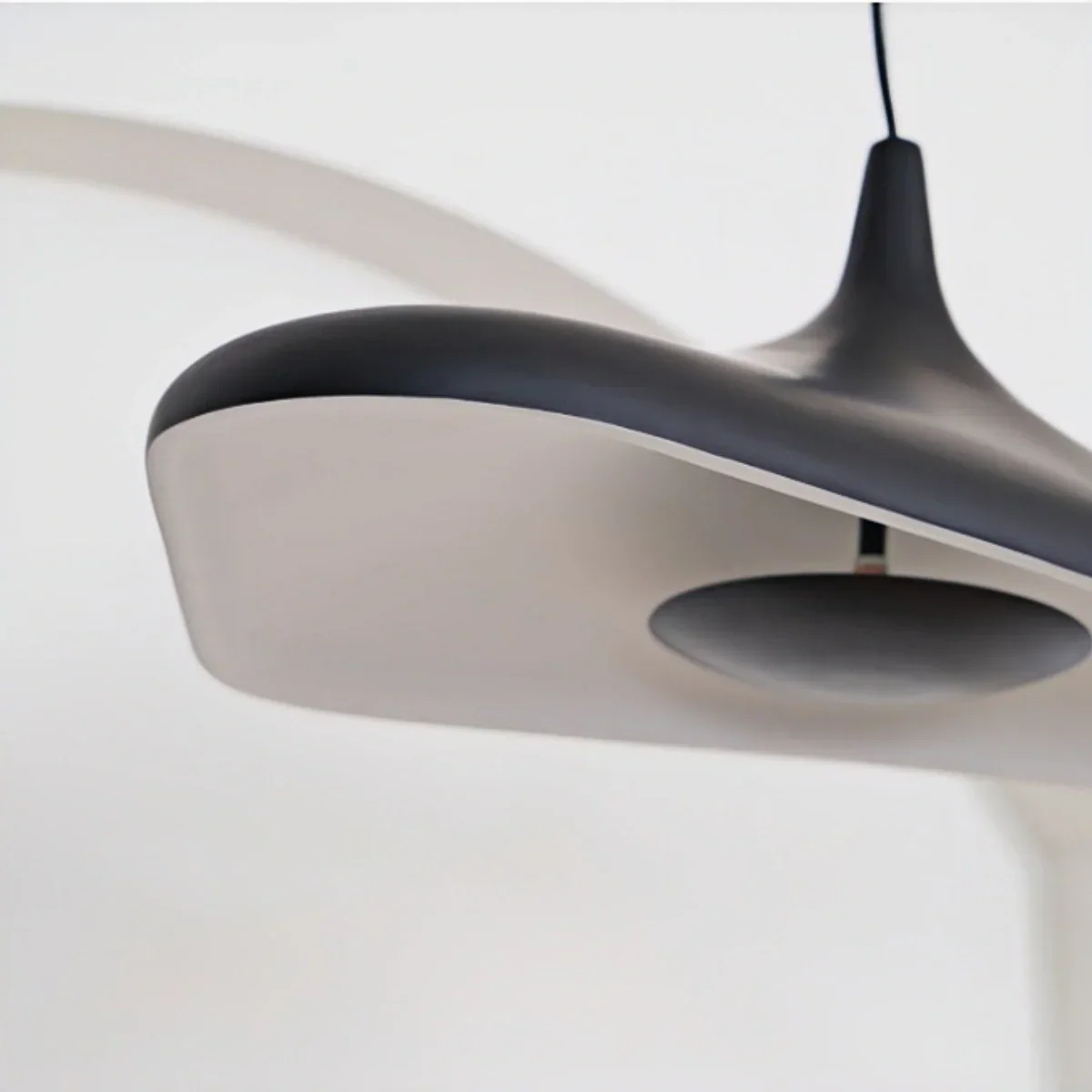 Modern Hooded Pendant Light – White/ Black Resin/Metal Living/Dining Room - Flindria