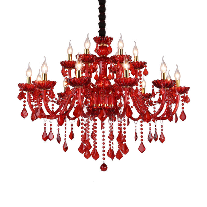 Modern Red Crystal Chandelier — Elegant Statement Lighting