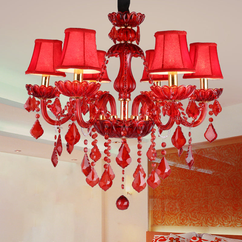 Modern Red Crystal Chandelier — Elegant Statement Lighting