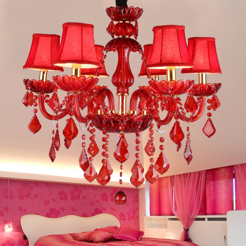 Modern Red Crystal Chandelier — Elegant Statement Lighting