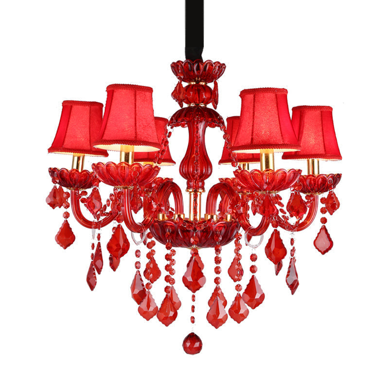 Modern Red Crystal Chandelier — Elegant Statement Lighting