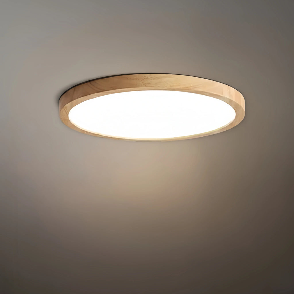 Wabi-sabi Modern Round Dimmable Ceiling Light – Wood/Acrylic for Living Room - Flindria