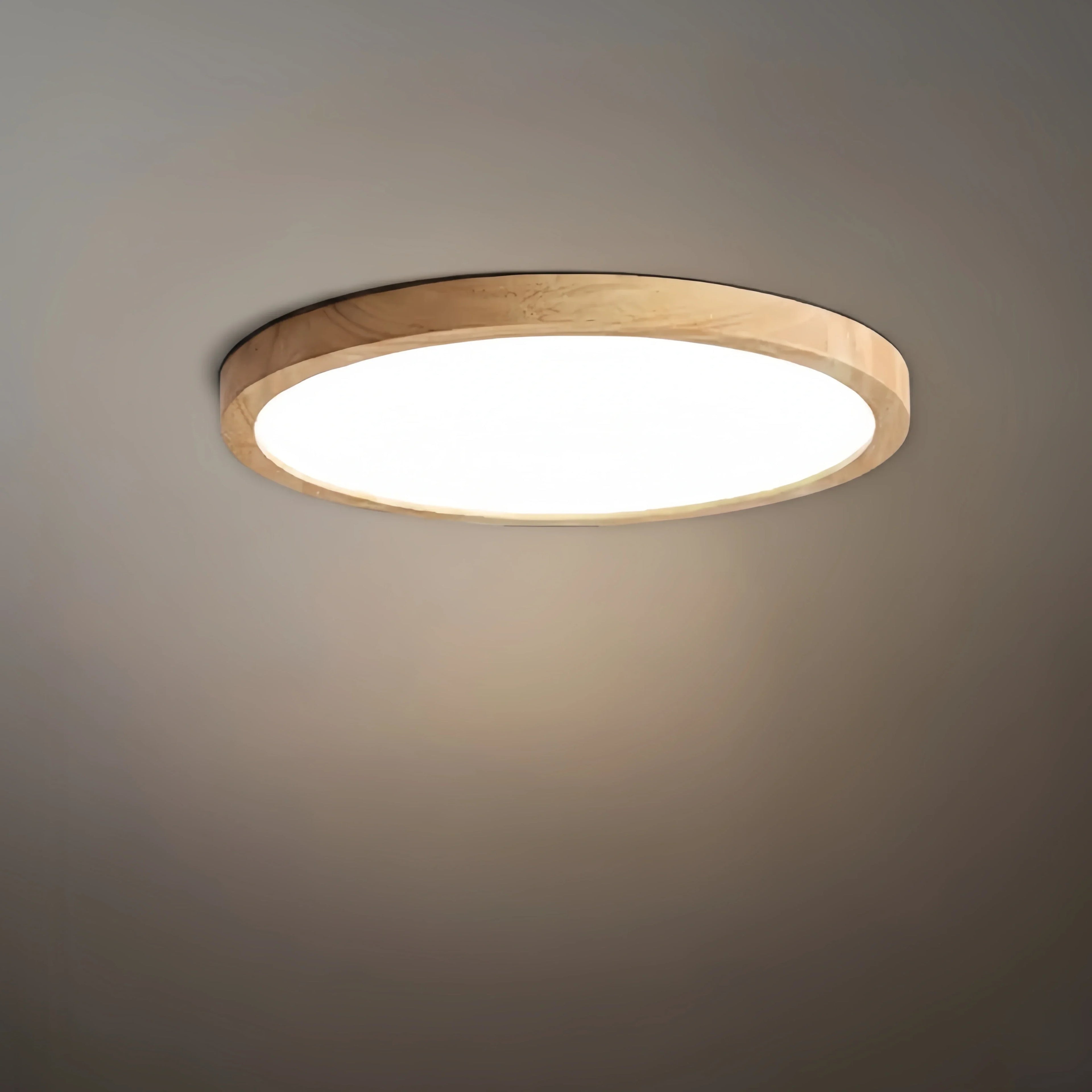 Wabi-sabi Modern Round Dimmable Ceiling Light – Wood/Acrylic for Living Room - Flindria