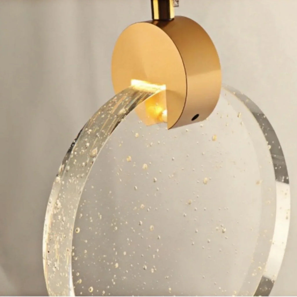 Art Deco Round – Pendant Light Gold Metal/Crystal for Dining Room - Flindria