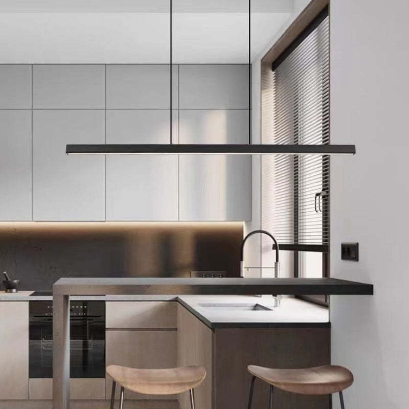Liniowa lampa wisząca LED Nexis — czarny i brązowy metal