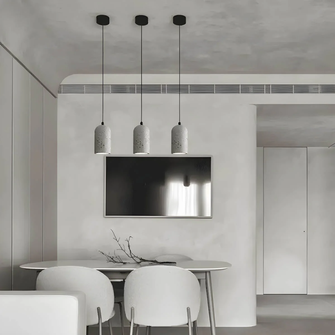 NovaCrest Cement Pendant Luminaire With Industrial Style For Dining And Living