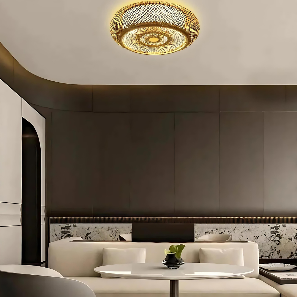 AiraWeave Bamboo Handwoven Ceiling Light For Boho And Scandinavian Interiors