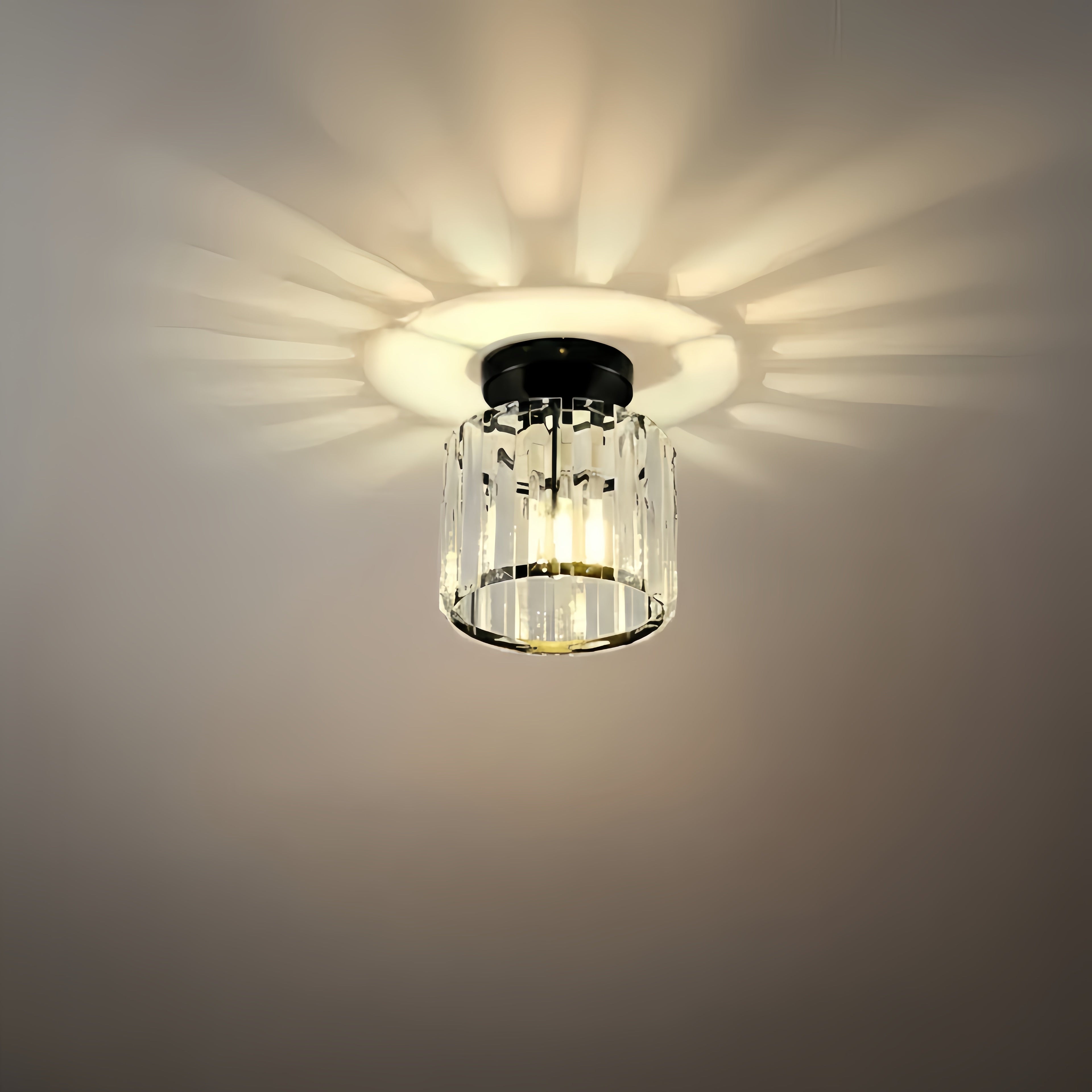 Modern Ceiling Lamp Metal/Crystal Design in Black/Gold/Silver for Bedroom - Flindria
