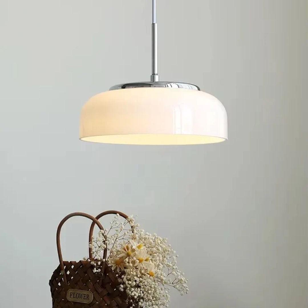 Lyra Esszimmer Pendelleuchte in Chrom-Finish und Weiß