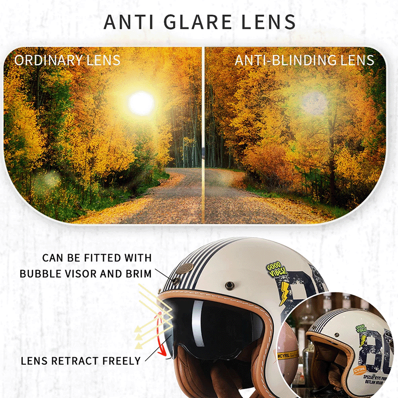 JetLite Retro Open Face Helmet — Featherlight Comfort, DOT and ECE Approved