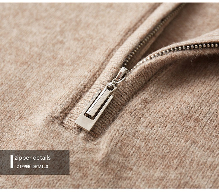 Payton Pullover mit 100 % australischer Wolle und halbem Reißverschluss – Weicher Strick