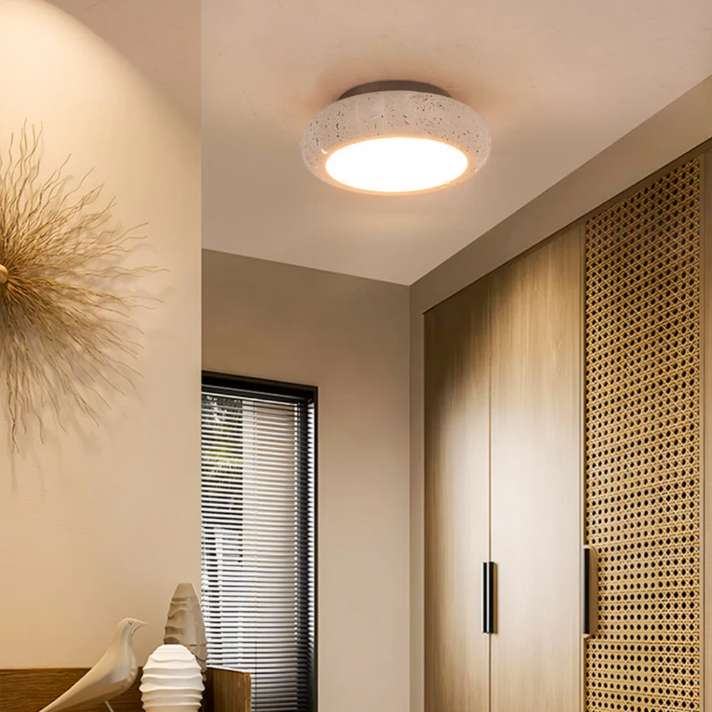 Novaera Yellow Travertine Ceiling Light With Retro Charm