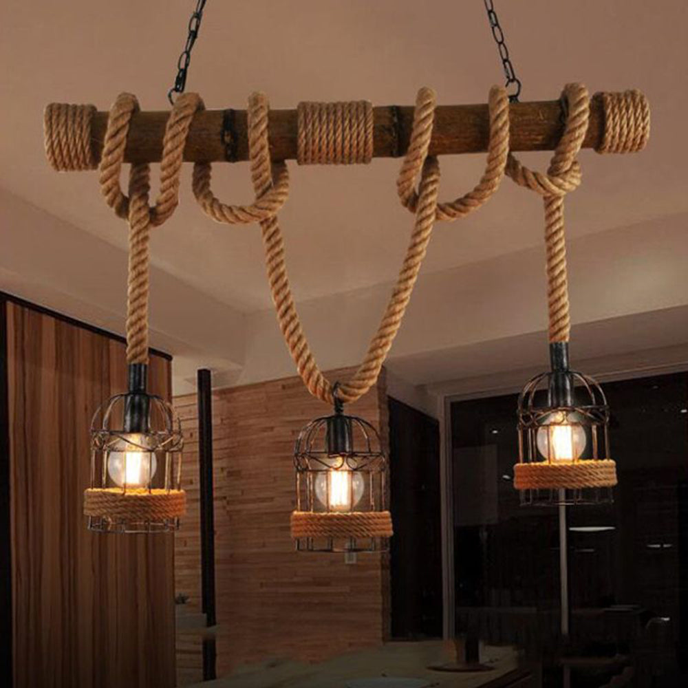 AstraLume Vintage Wood and Metal Pendant Light