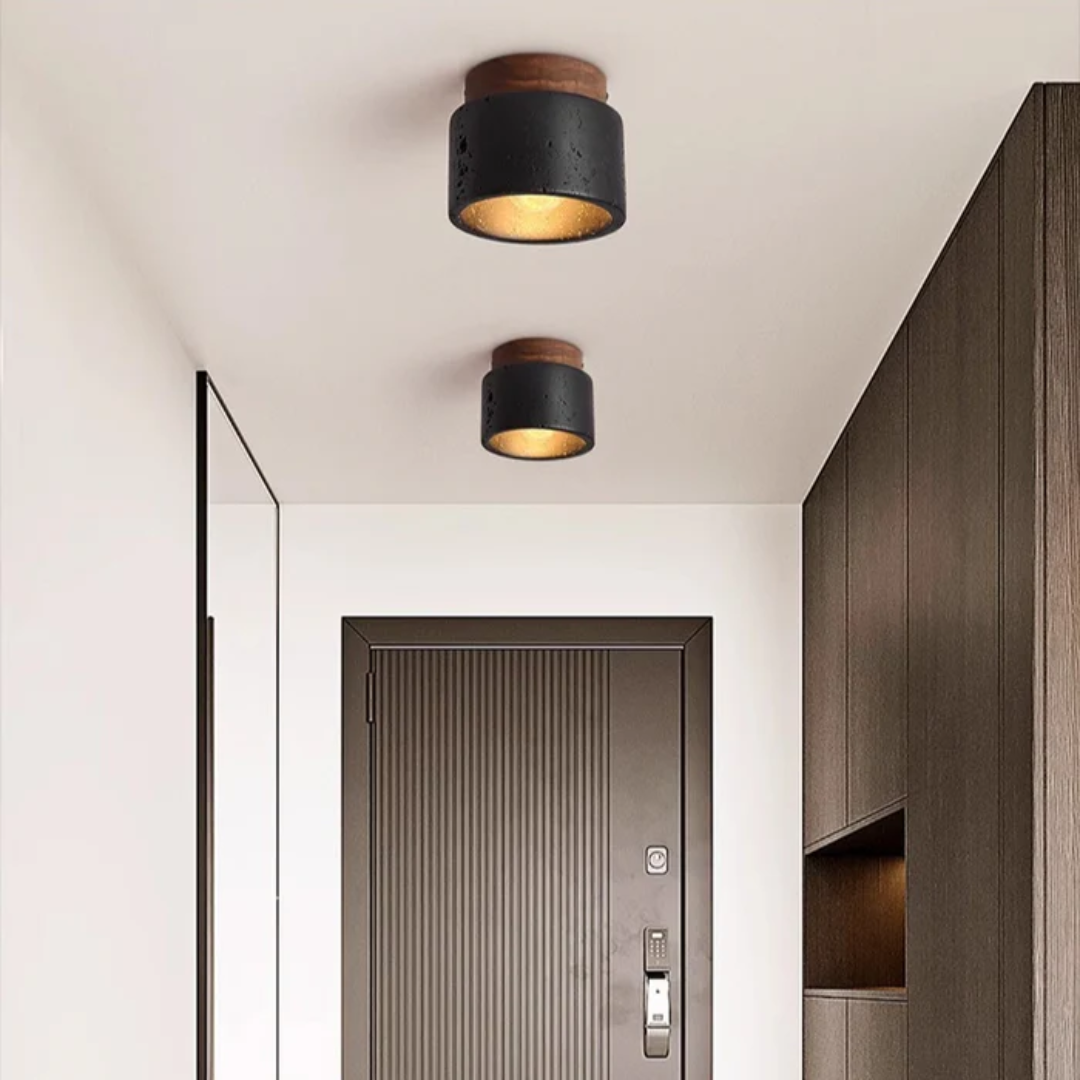 StoneVale Stone Look Ceiling Light For Hallways And Living Areas, 12 Cm Diameter