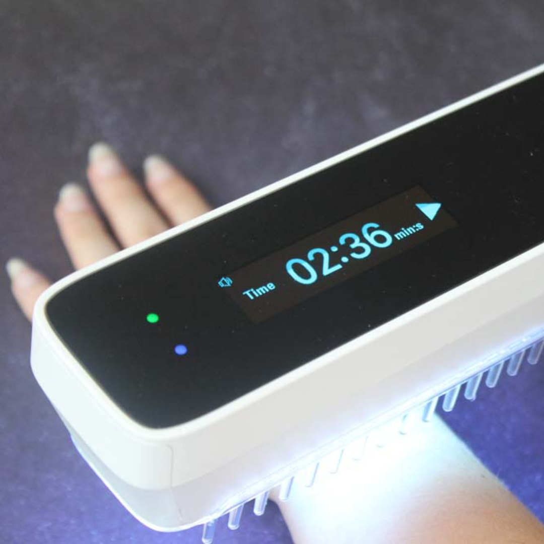 Přenosný přístroj Philips 9W UVB pro léčbu lupénky světelnou terapií — dvě trubice, časovač, dotyková obrazovka