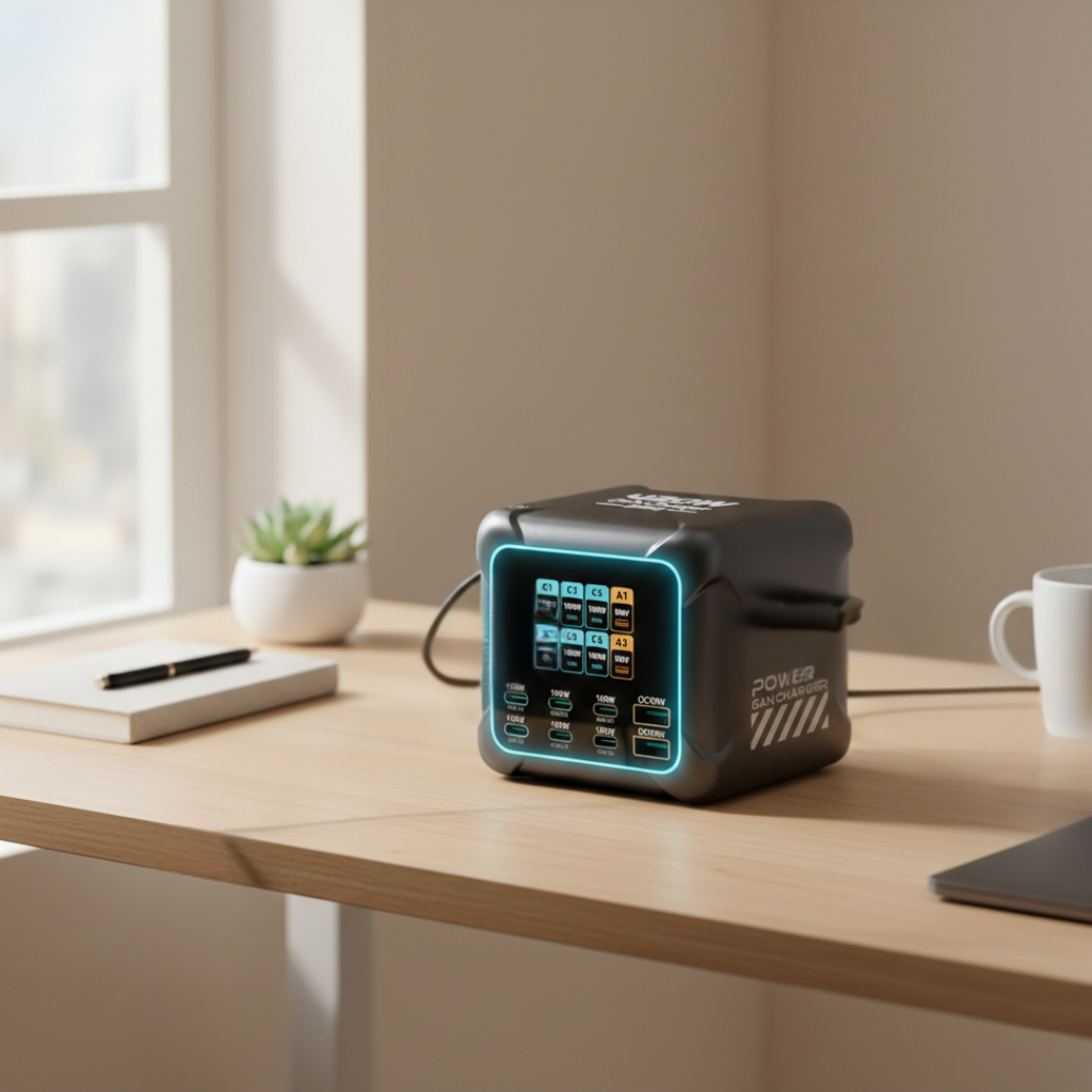 מטען PowerHub 300W GaN — תצורה של שש יציאות, 4 יציאות USB-C ו-2 יציאות USB-A