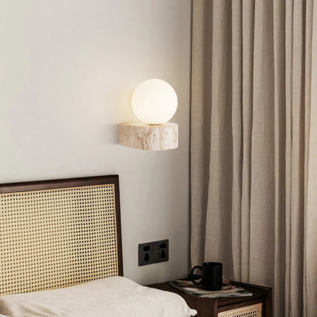 NexaLume Warm Travertine Glass Wall Light For Ambient Glow