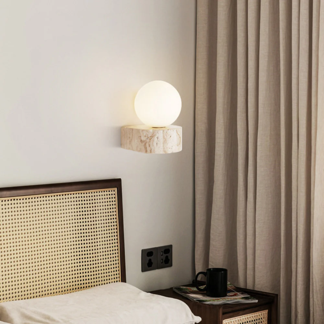 NexaLume Warm Travertine Glass Wall Light For Ambient Glow