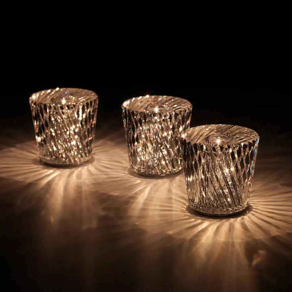 Solara CrystalGlow Rechargeable LED Lamp Faceted Crystal