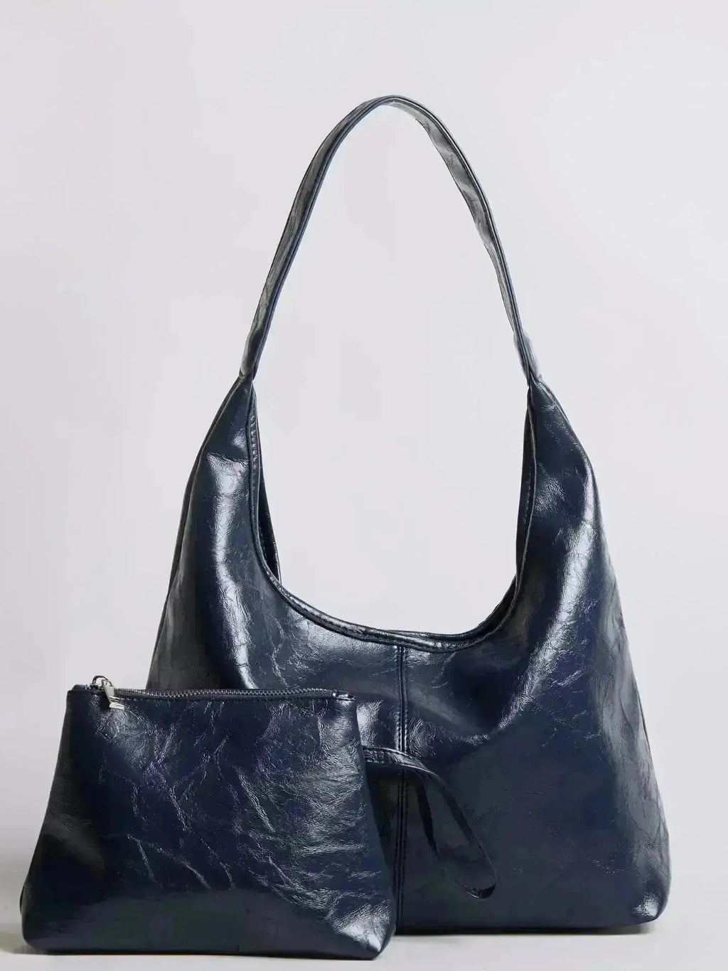 Saco de couro vintage envelhecido — inclui estojo de cosméticos