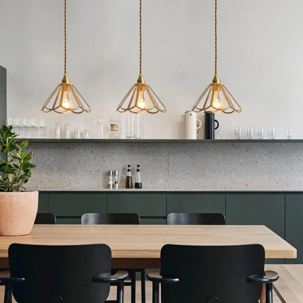 Lunara Dining Room Pendant Light With Stained Glass Design