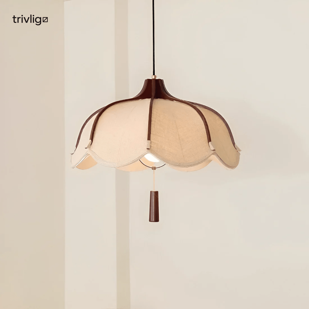 Kairo Pendant Light With Fabric Flower In Modern Japanese Wabi Sabi Style