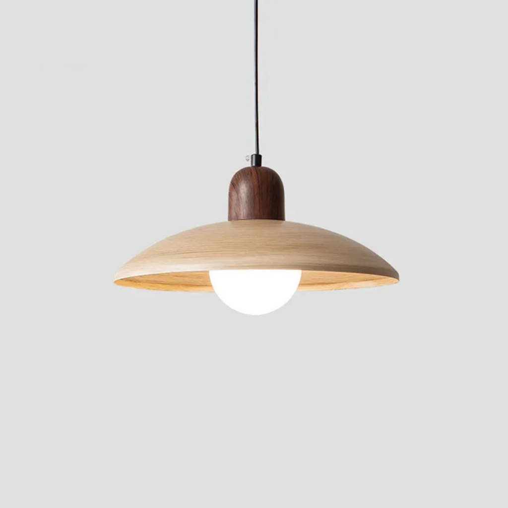 Kazumi Pendant Light In Walnut Wood Tone With Japanese Wabi Sabi Charm