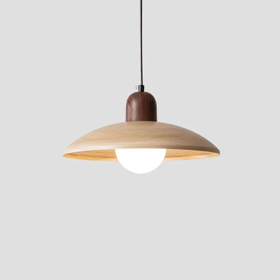 Kazumi Pendant Light In Walnut Wood Tone With Japanese Wabi Sabi Charm