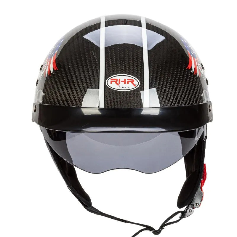 Retro Carbon Fiber Half Face Helmet — Lightweight, DOT ECE Certified