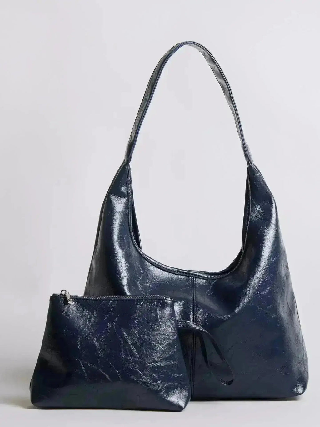 Saco de couro vintage envelhecido — inclui estojo de cosméticos